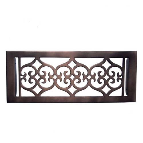 "Flower" Bronze Wall Register with Louver - 4" x 12" (5-1/2" x 13-1/2" Overall)